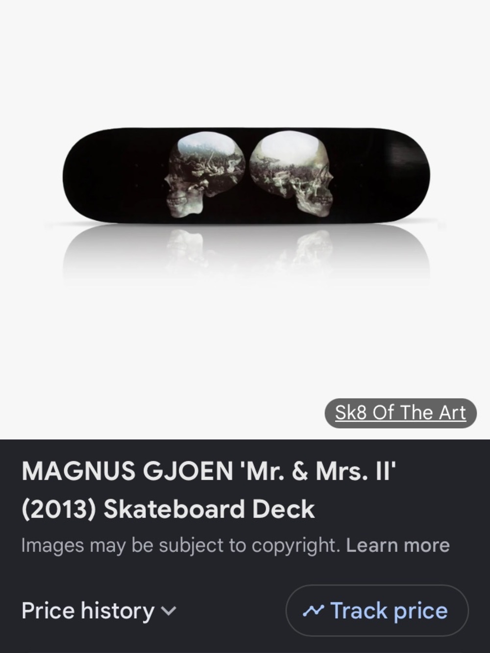 Magnus Gjoen limited edition Black Skateboard Deck with Double Skull Graphic